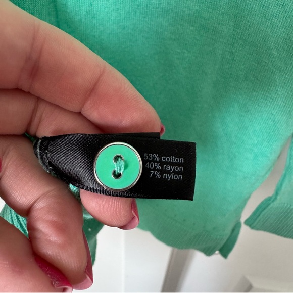 The Limited Turquoise Cardigan Size Medium V-neck Three Quarter Sleeves Office - Picture 10 of 10